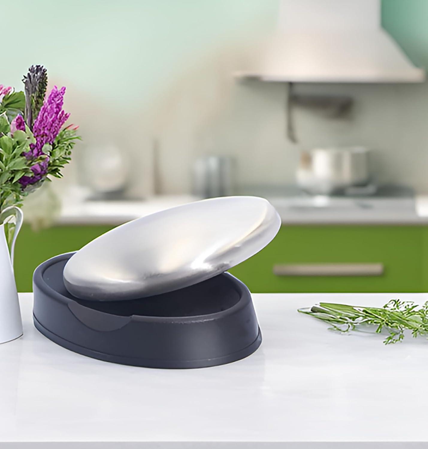 Stainless Steel Odor Eliminating Soap Bar with Dish