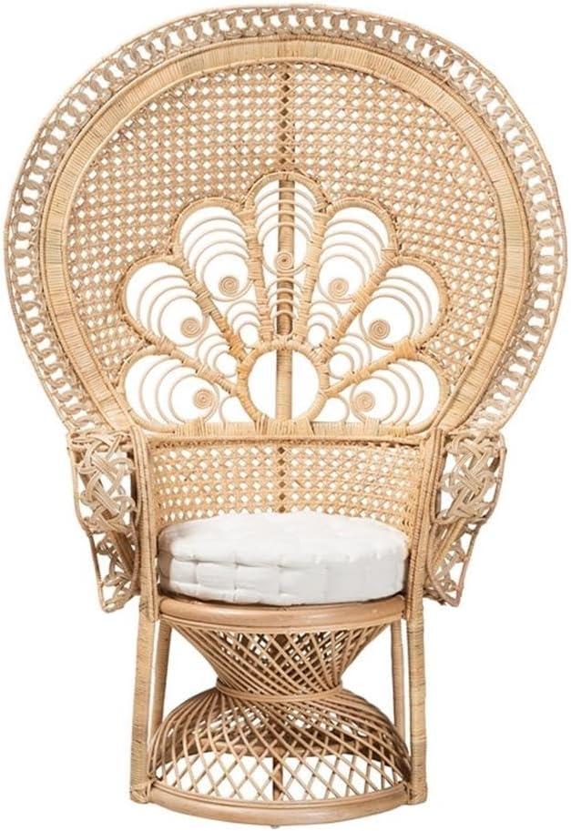 Baxton Studio Ediva Modern Bohemian Natural Brown Rattan Peacock Accent Chair