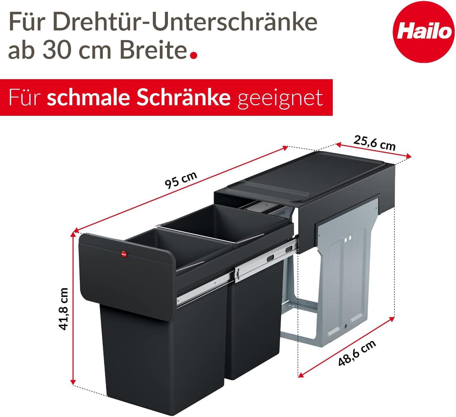 Hailo USA Inc. Plastic Manual Lift Multi-Compartments Trash & Recycling Bin