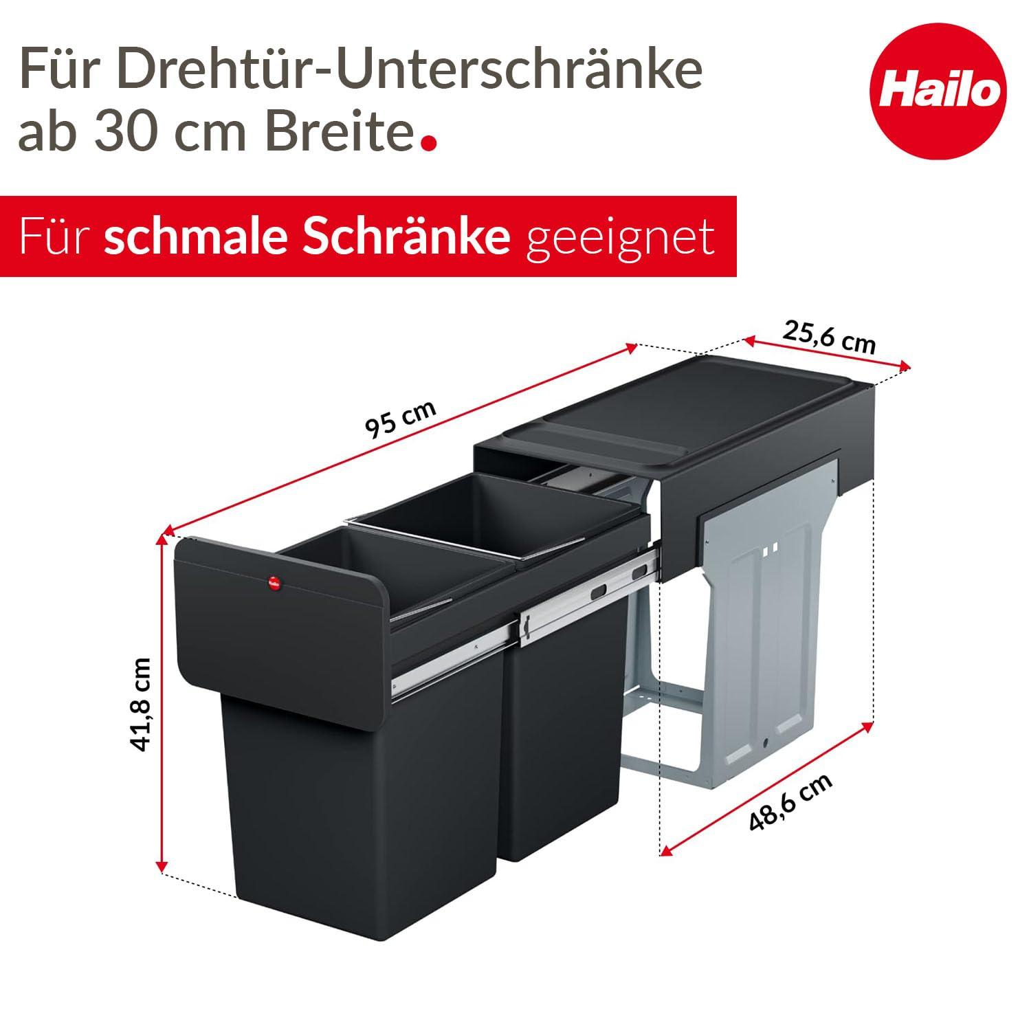 Hailo USA Inc. Plastic Manual Lift Multi-Compartments Trash & Recycling Bin