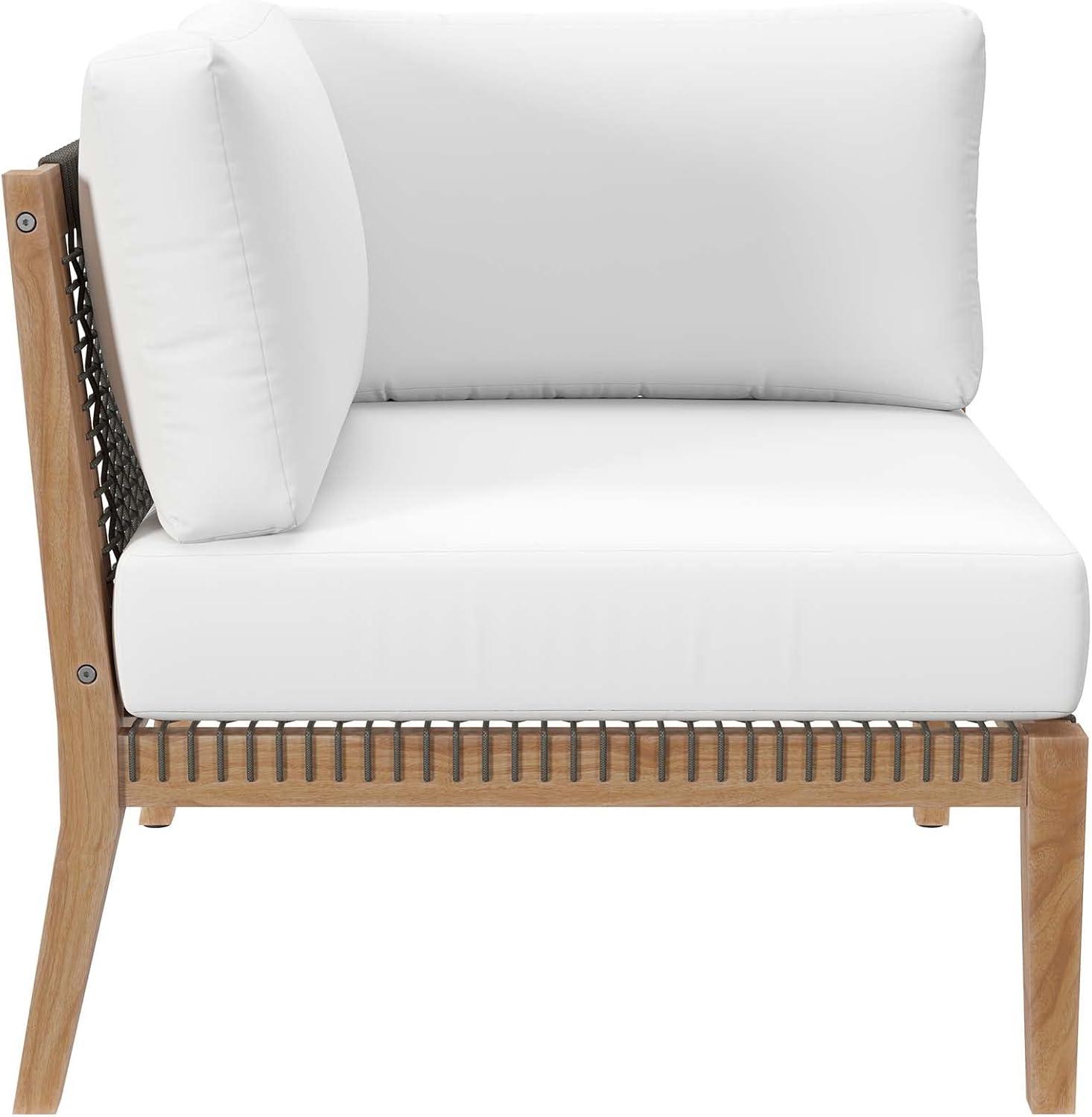 Modway Clearwater Outdoor Patio Teak Wood 6-Piece Sectional Sofa