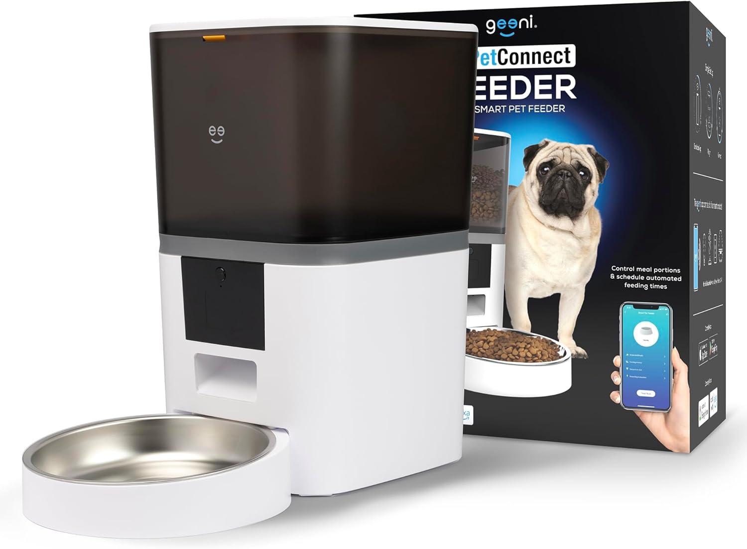 Geeni 6L White Smart Pet Feeder with Stainless Steel Bowl