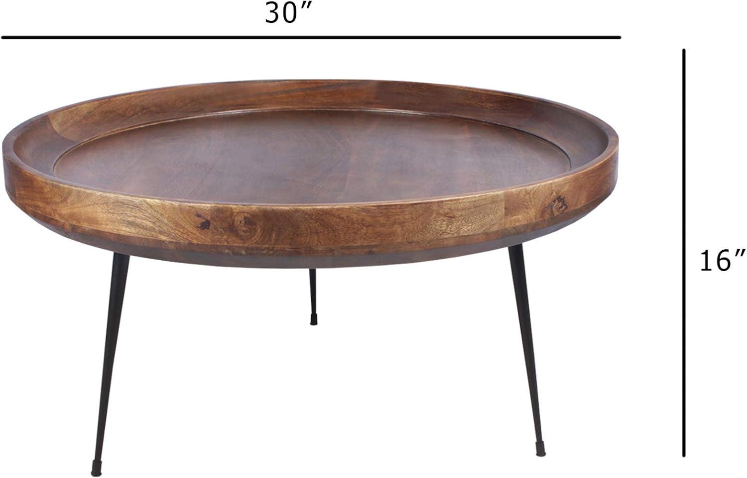 Wooden Coffee Table with Splayed Metal Legs Brown and Black - The Urban Port: Mango Wood, Polished Finish, Mid-Century Modern