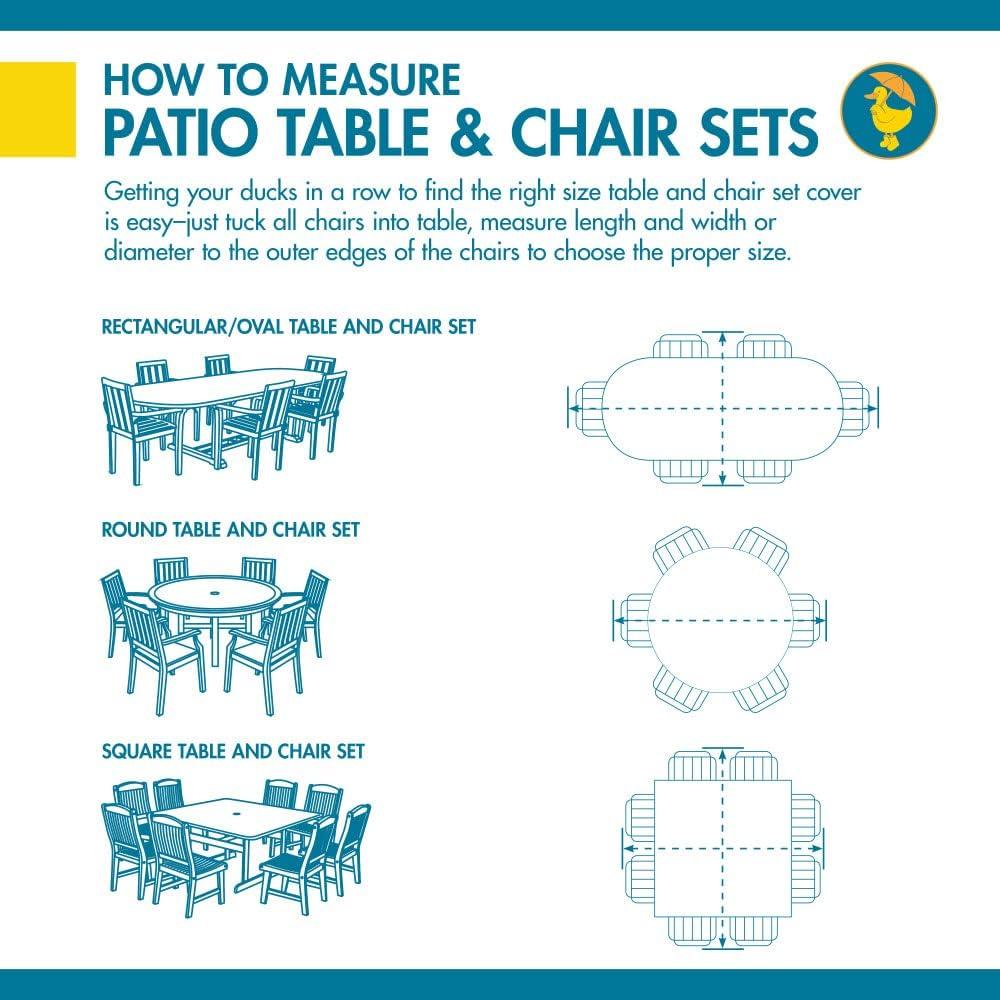 Duck Covers Ultimate Waterproof 90 Inch Rectangular/Oval Patio Table with Chairs Cover