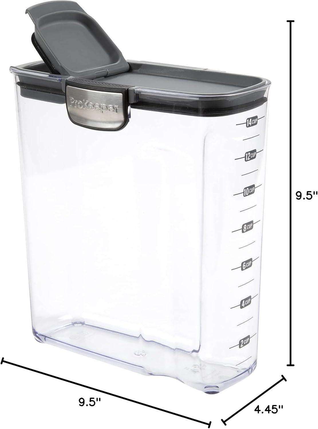 Progressive International Cereal ProKeeper Grey Plastic Airtight Food Storage Jar, 14 Cups
