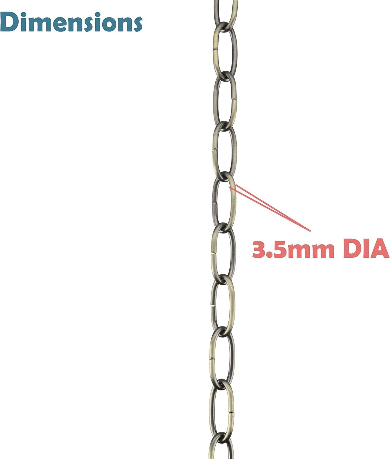 Aspen Creative 21110-51,Steel 10 Feet Heavy Duty Chain For Hanging Up Maximum Weight 40 Pounds-Lighting Fixture/Swag Light/Plant In Antique Brass.11 Gauge.