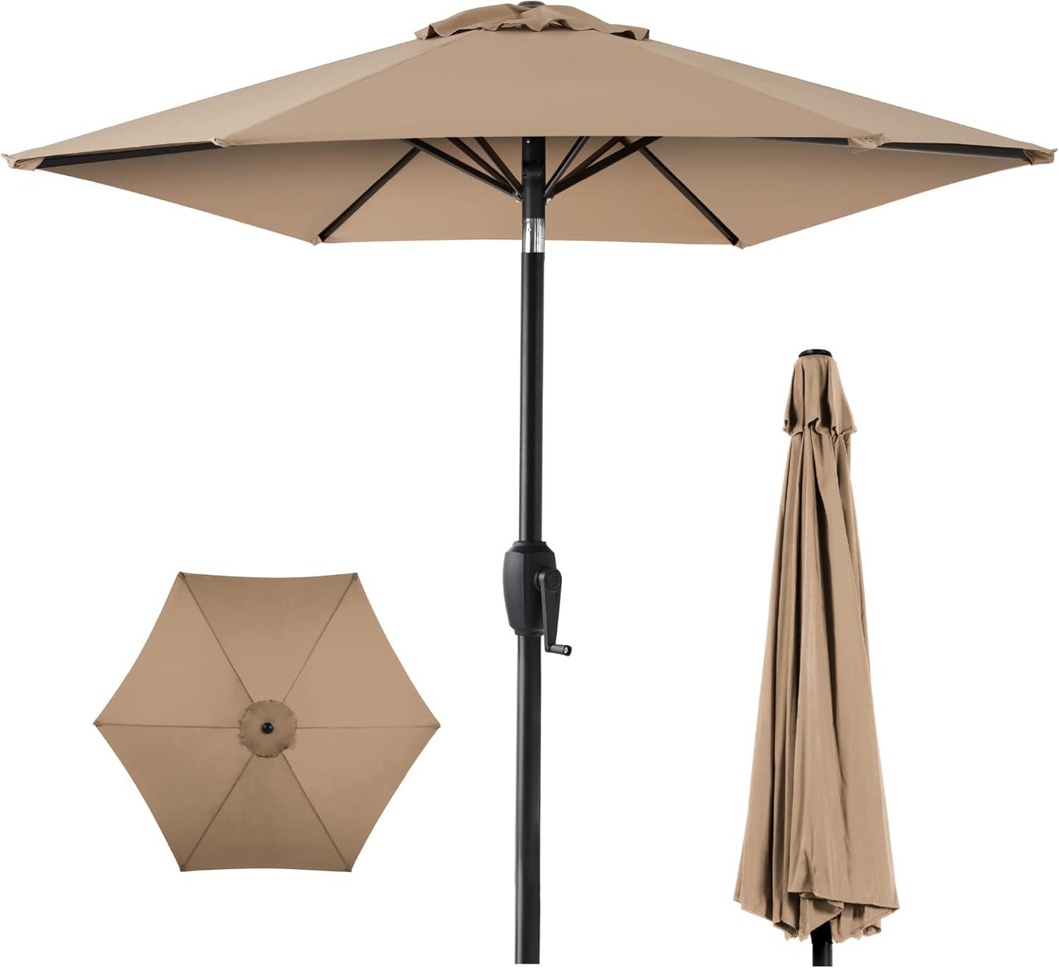 Best Choice Products 7.5ft Heavy-Duty Outdoor Market Patio Umbrella w/ Push Button Tilt, Easy Crank