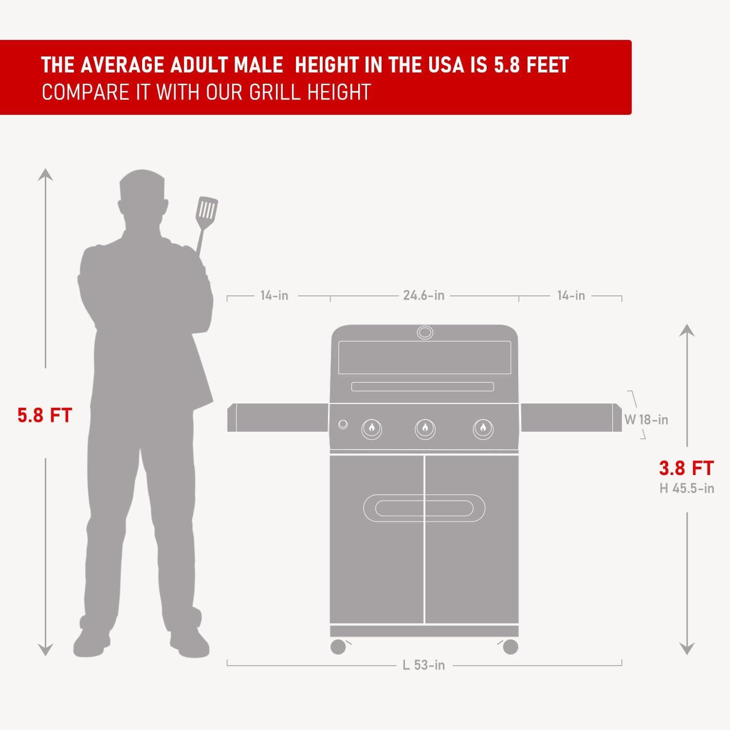 Monument Grills Mesa Series3-Burner 48000 BTU Propane Gas Grill with 1 Side Burner