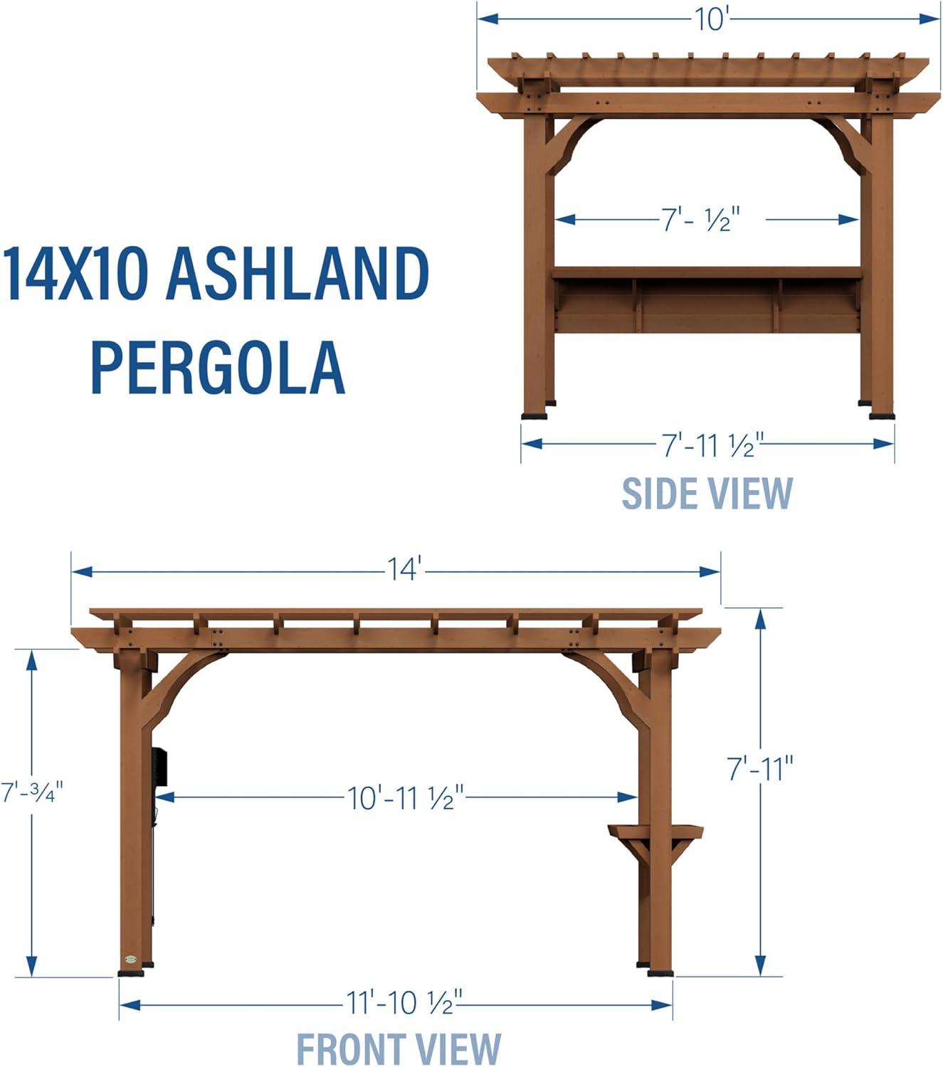 Ashland Cedar Wood Pergola with Serving Bar and PowerPort