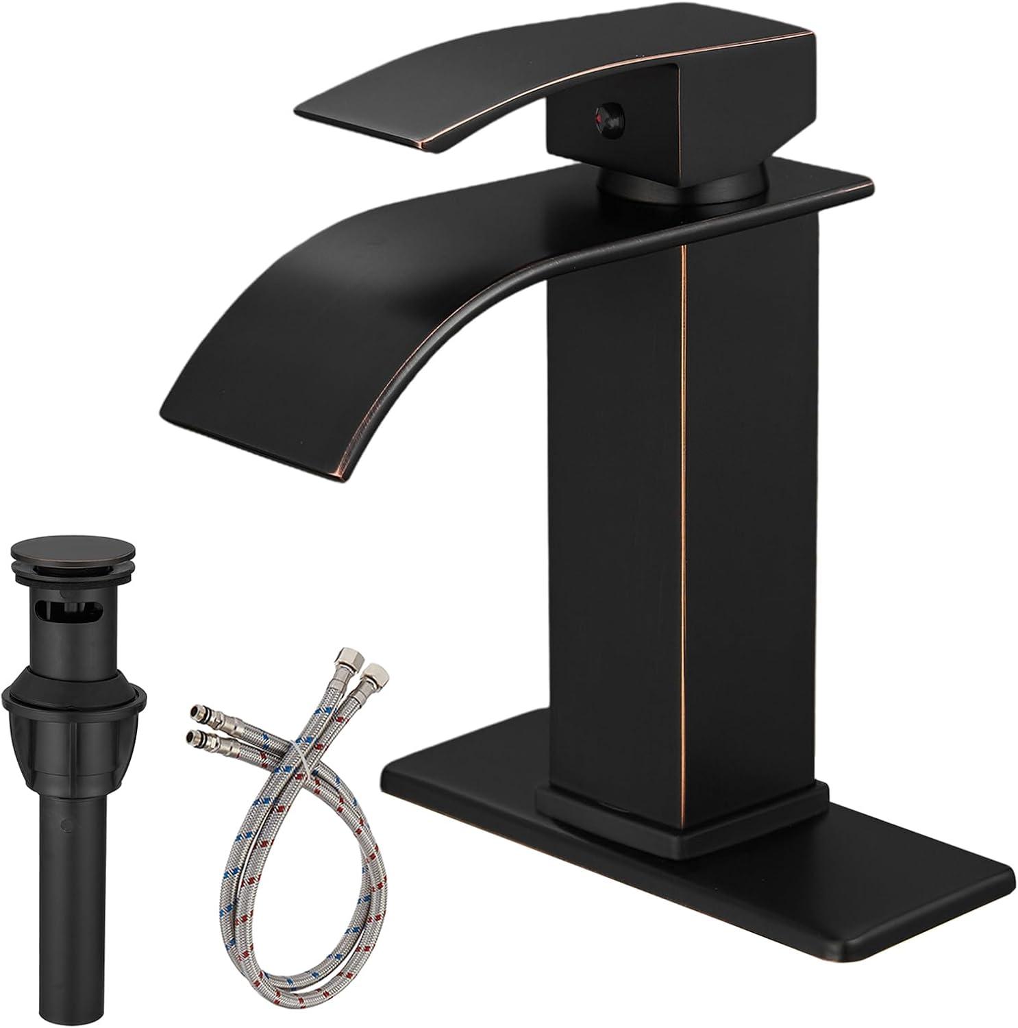 Oil Rubbed Bronze Single Handle Waterfall Bathroom Faucet