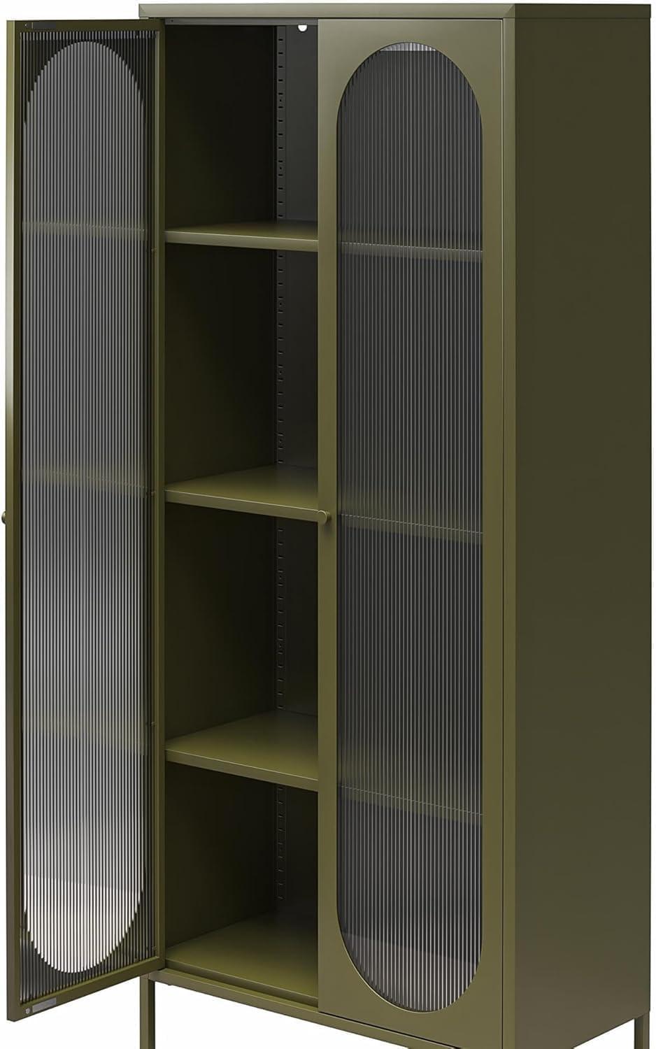 Luna 72.88'' Tall Accent Cabinet with Fluted Glass