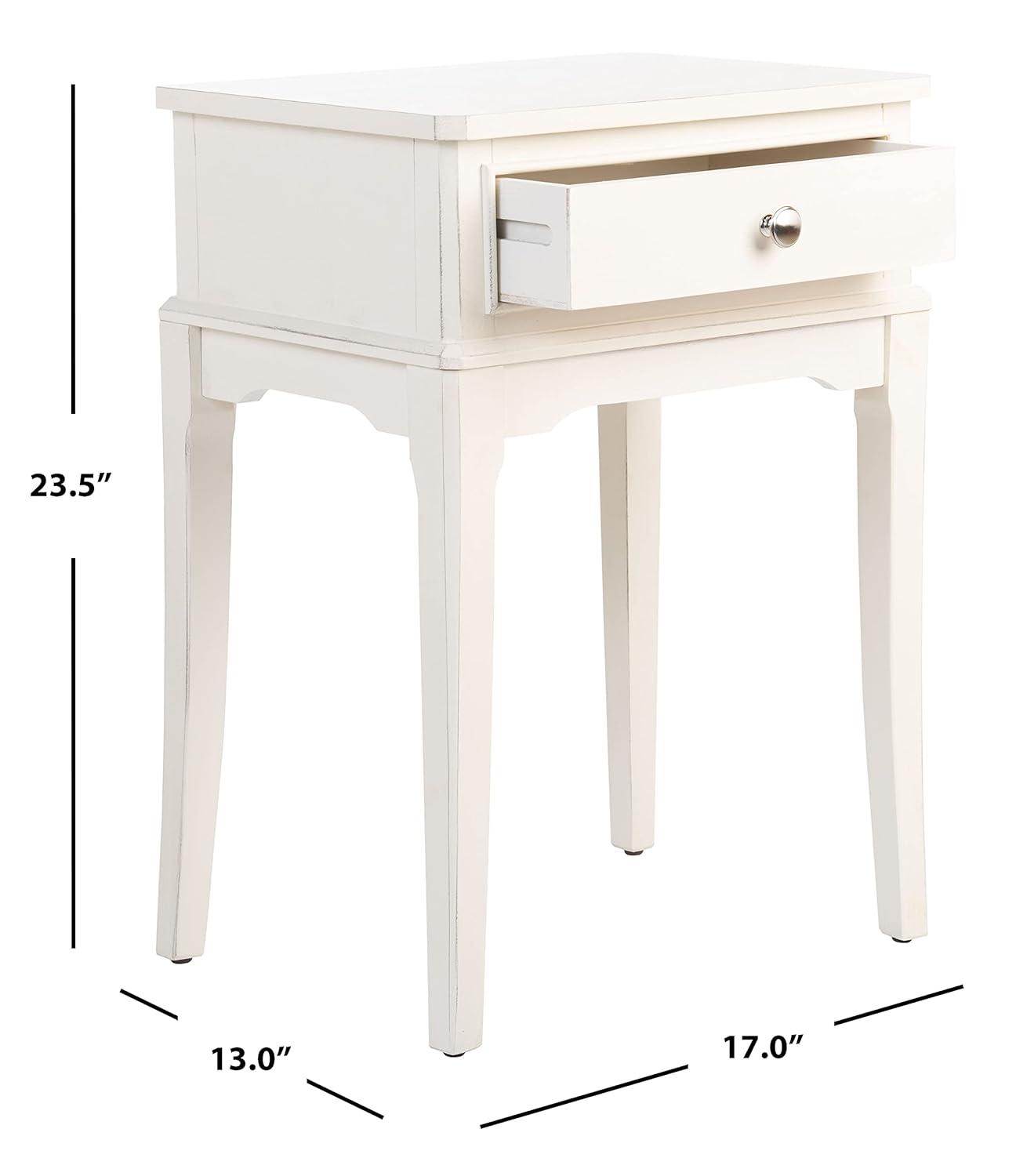 Opal 1 Drawer Accent Table - Distressed White - Safavieh.