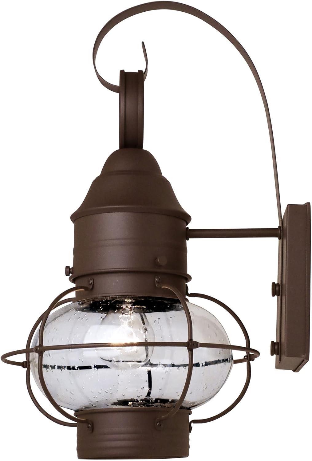 Rustique Bronze 18" Direct Wired Outdoor Lantern in Clear Seedy Glass