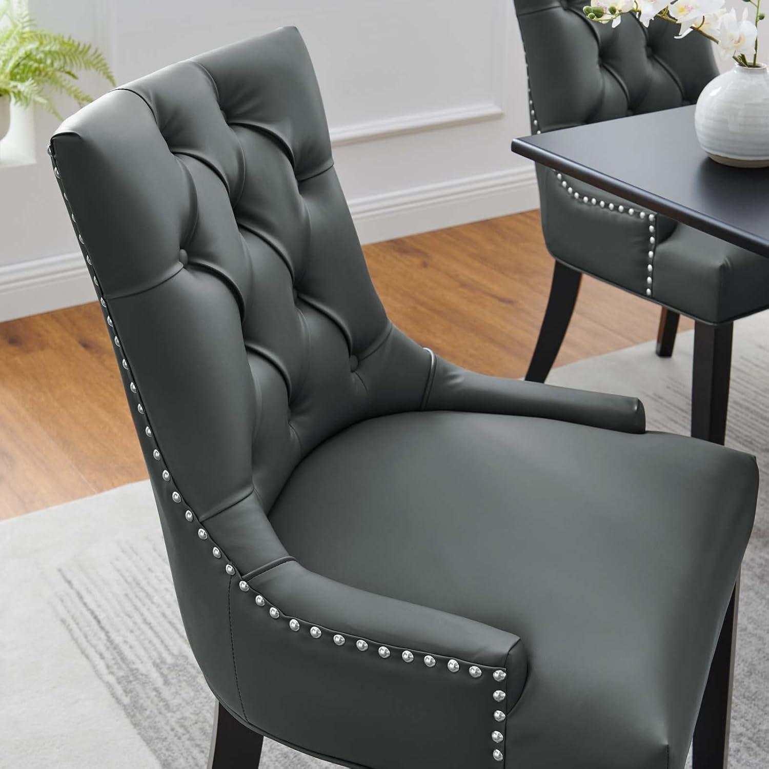 Modway Regent Vinyl Dining Chair Black: Upholstered, Wood Frame, Spot Clean, No Tools Assembly