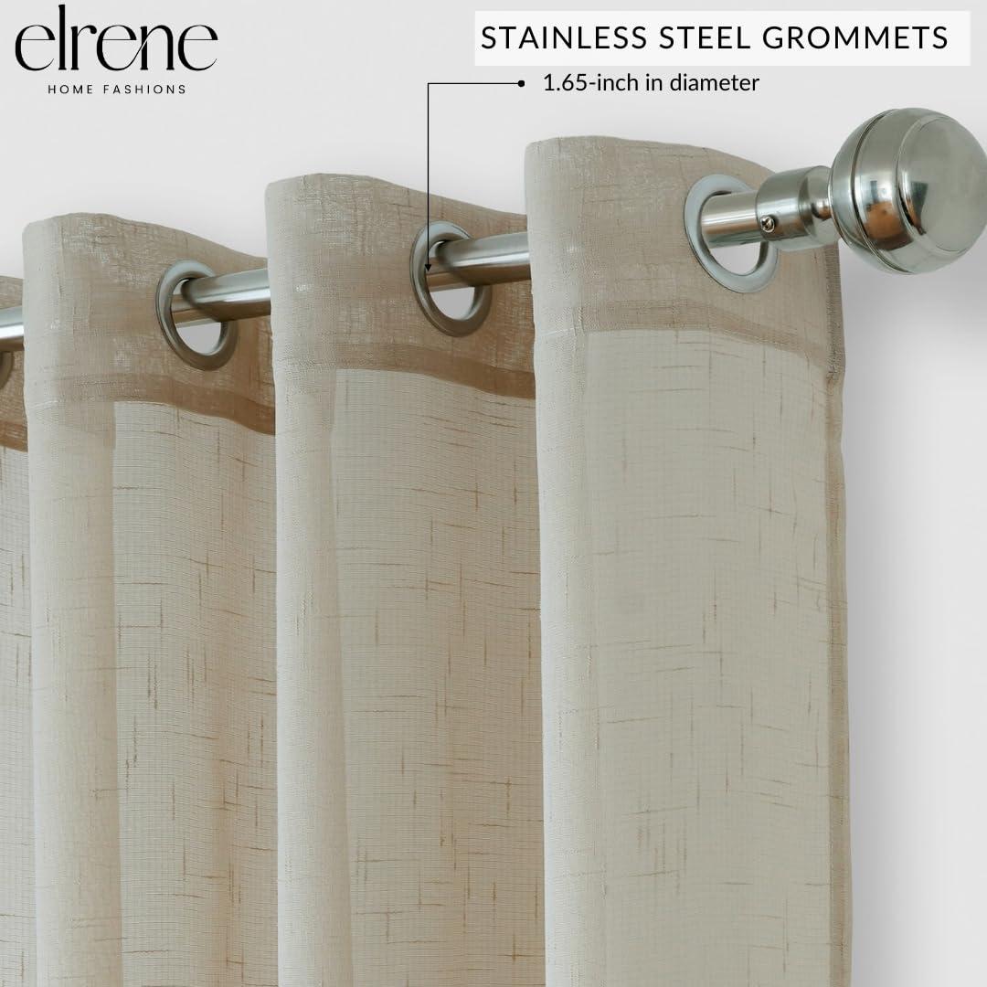 Carmen Sheer Extra Wide Indoor/Outdoor Single Window Curtain for Patio, Porch, Cabana - 114x84 - Natural - Elrene Home Fashions