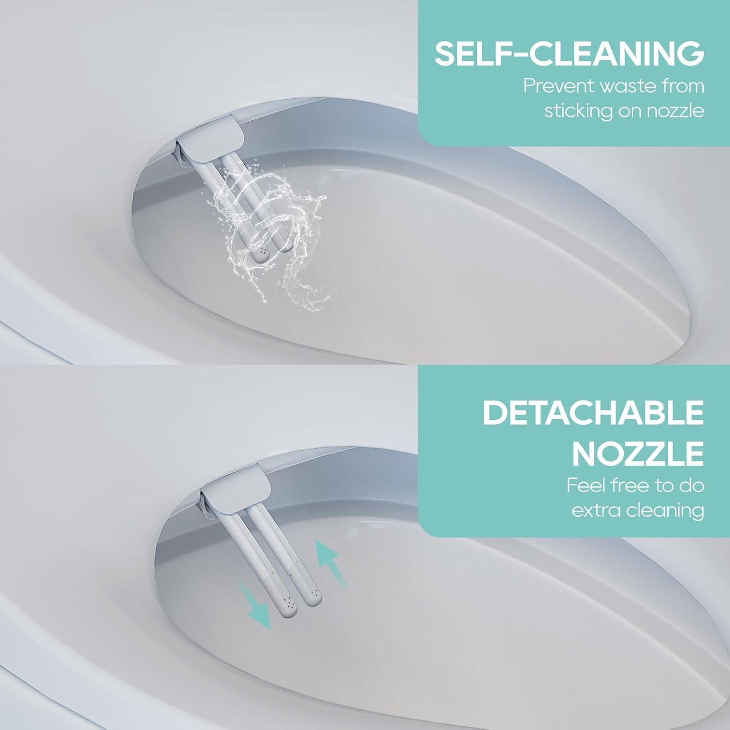 White Non-Electric Bidet Toilet Seat with Dual Nozzles