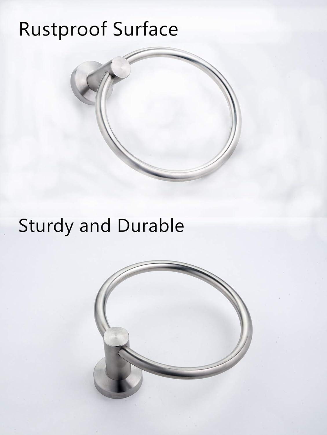 Towel Ring Brushed Nickel, Bath Hand Towel Ring Stainless Steel Round Towel Holder for Bathroom