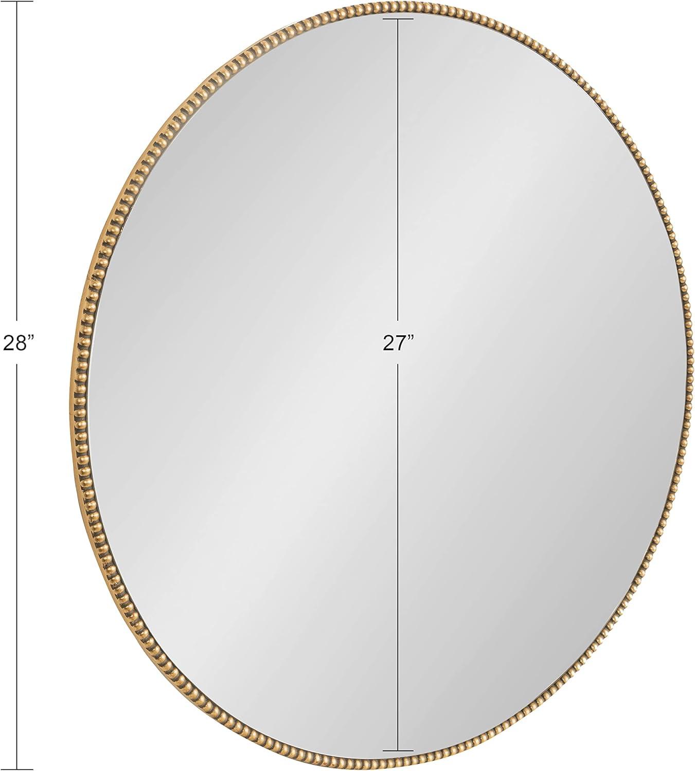 Gwendolyn Round Gold Beaded Accent Vanity Mirror