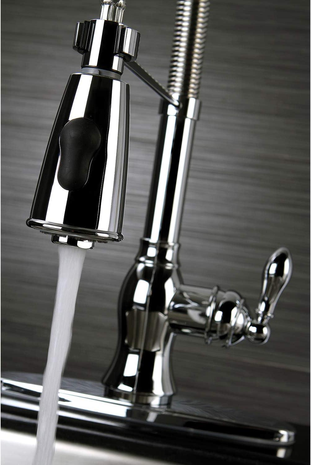 Kingston Brass American Classic Single-Handle 1-or-3 Hole Deck Mount Pre-Rinse Kitchen Faucet