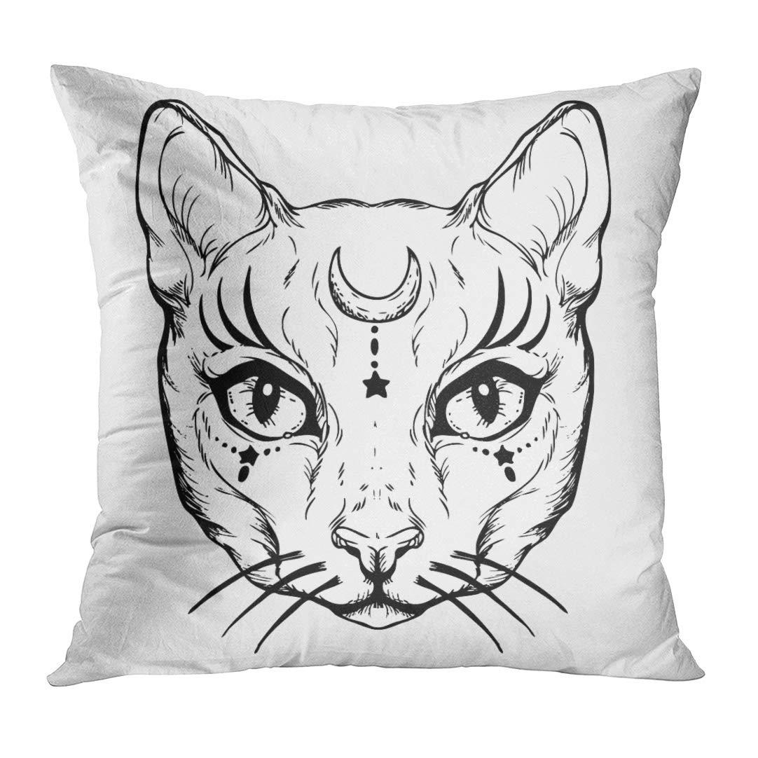 Britimes Throw Pillow Covers 18x18 Inches Home Decor Set of 4 Pillow Cases Decorative for Bed Sofa Cushion Couch Outdoor Capricorn Cat Feather Moth Gothic Pillowcases (Black and White)