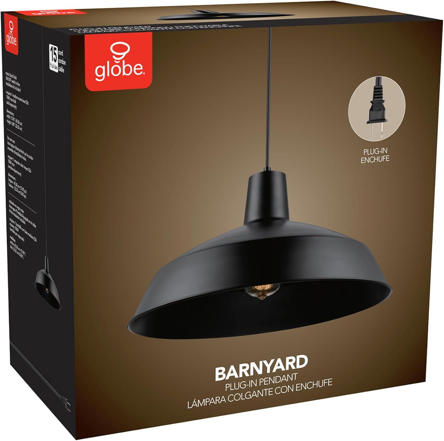 Globe Electric Barnyard 1-Light Matte Back Plug-In Pendant, 65151