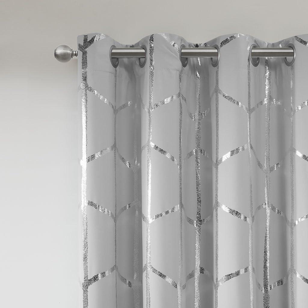 Intelligent Design Raina Geometric Total Blackout Grommet Single Curtain Panel