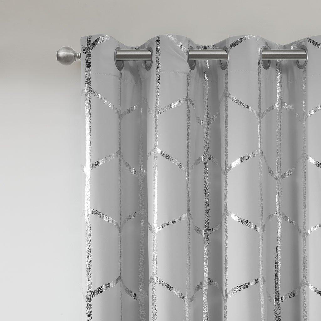 Intelligent Design Raina Geometric Total Blackout Grommet Single Curtain Panel