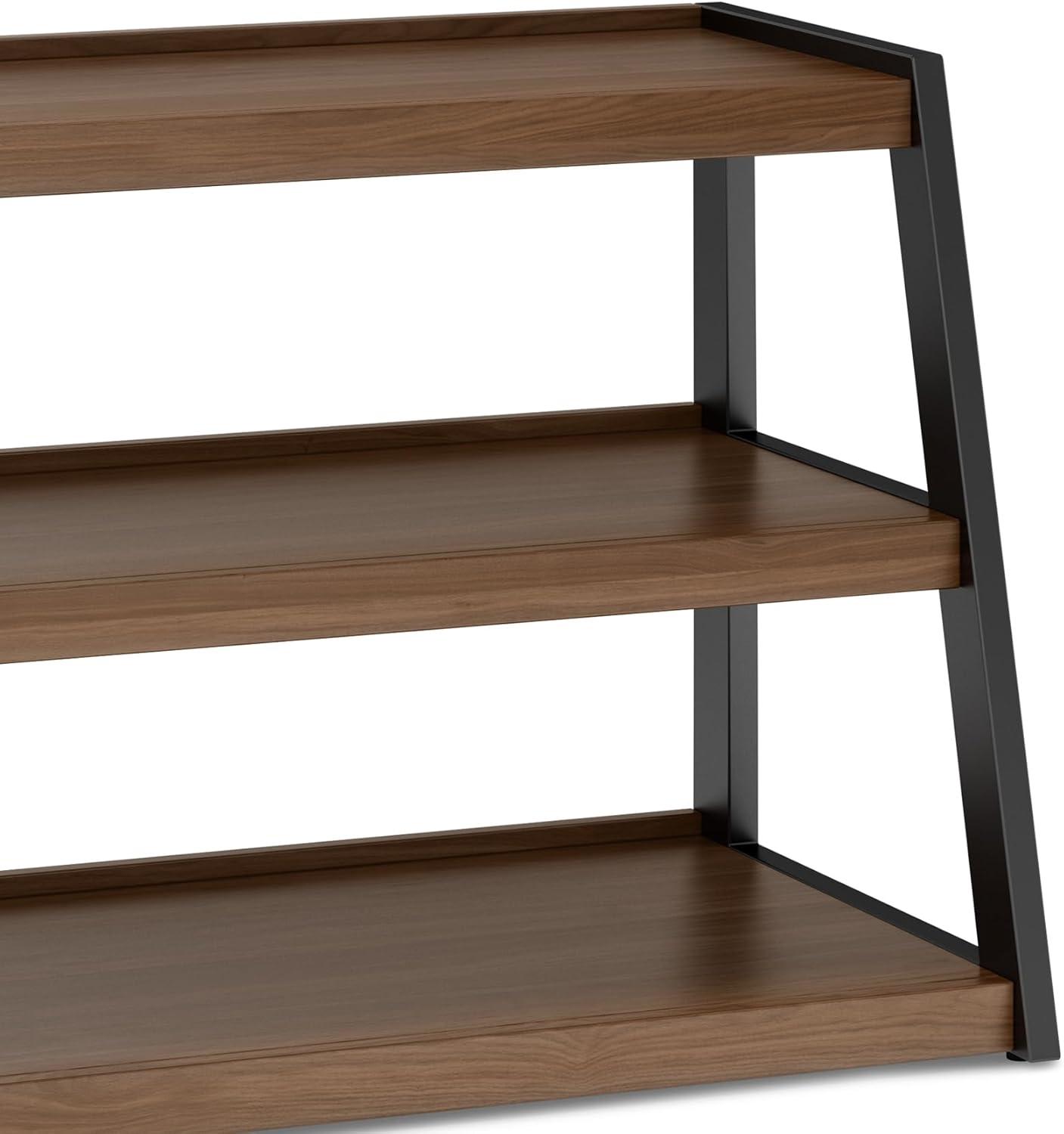 Simpli Home Sawhorse  Industrial 48 inch Wide SOLID WALNUT WOOD and Metal TV Media Stand