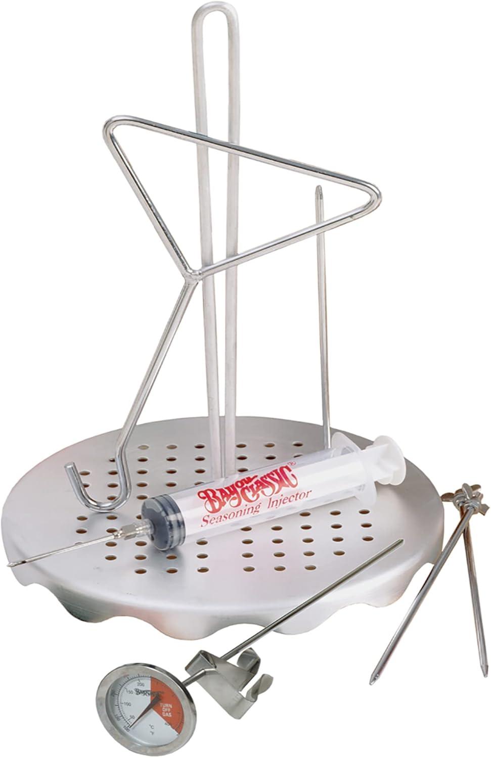Bayou Classic 200-440 Turkey Fryer Kit, 58,000 Btu, Propane, Stainless Steel, Silver