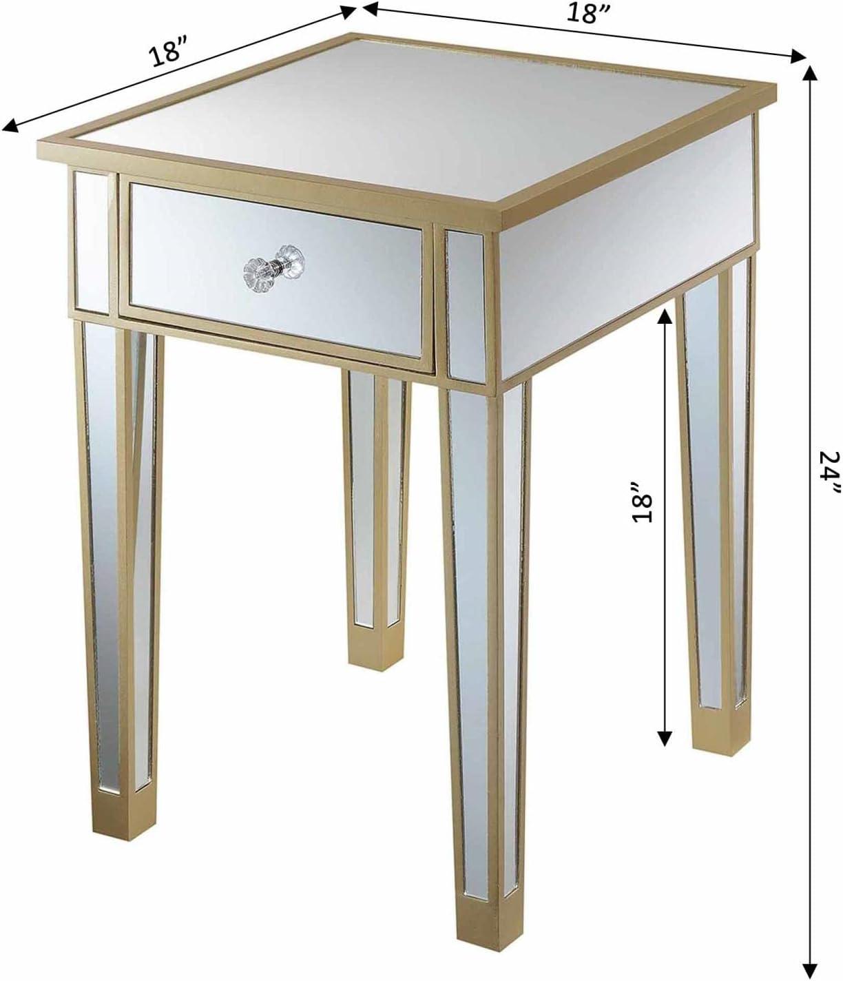 Convenience Concepts Gold Coast Mirrored End Table with Drawer, Multiple Colors