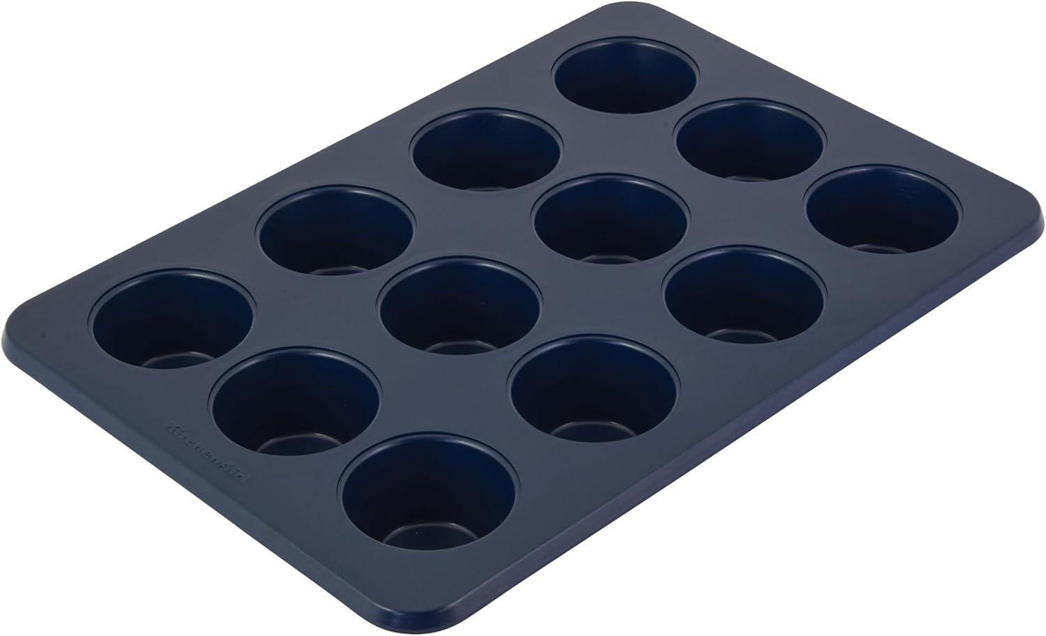 KitchenAid 0.6 Non-Stick Aluminized Steel 12 Cup Muffin Pan Ink Blue