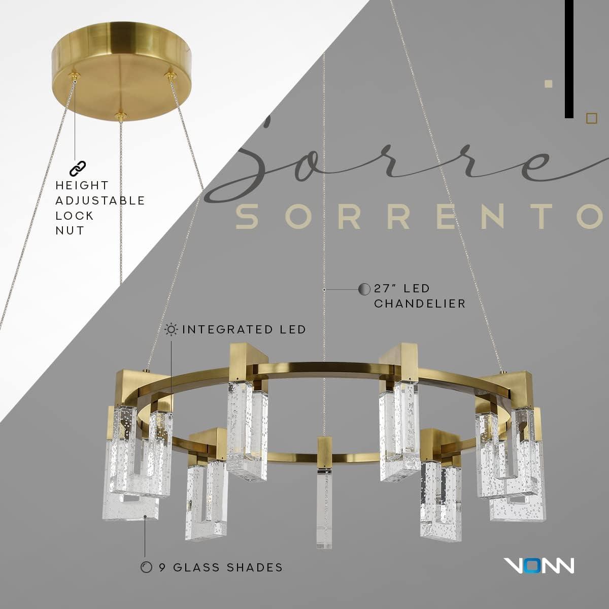 Sorrento 27-in Ring 9-Light Height Adjustable ETL Certified Integrated LED Circular Chandelier