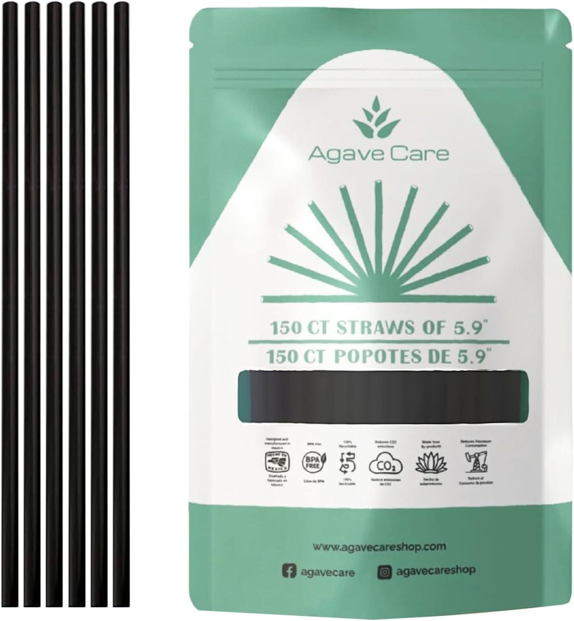 Agave Care Sustainable Agave Straws - 5.9" - Natural - Unwrapped - 150 Count - 3 oz