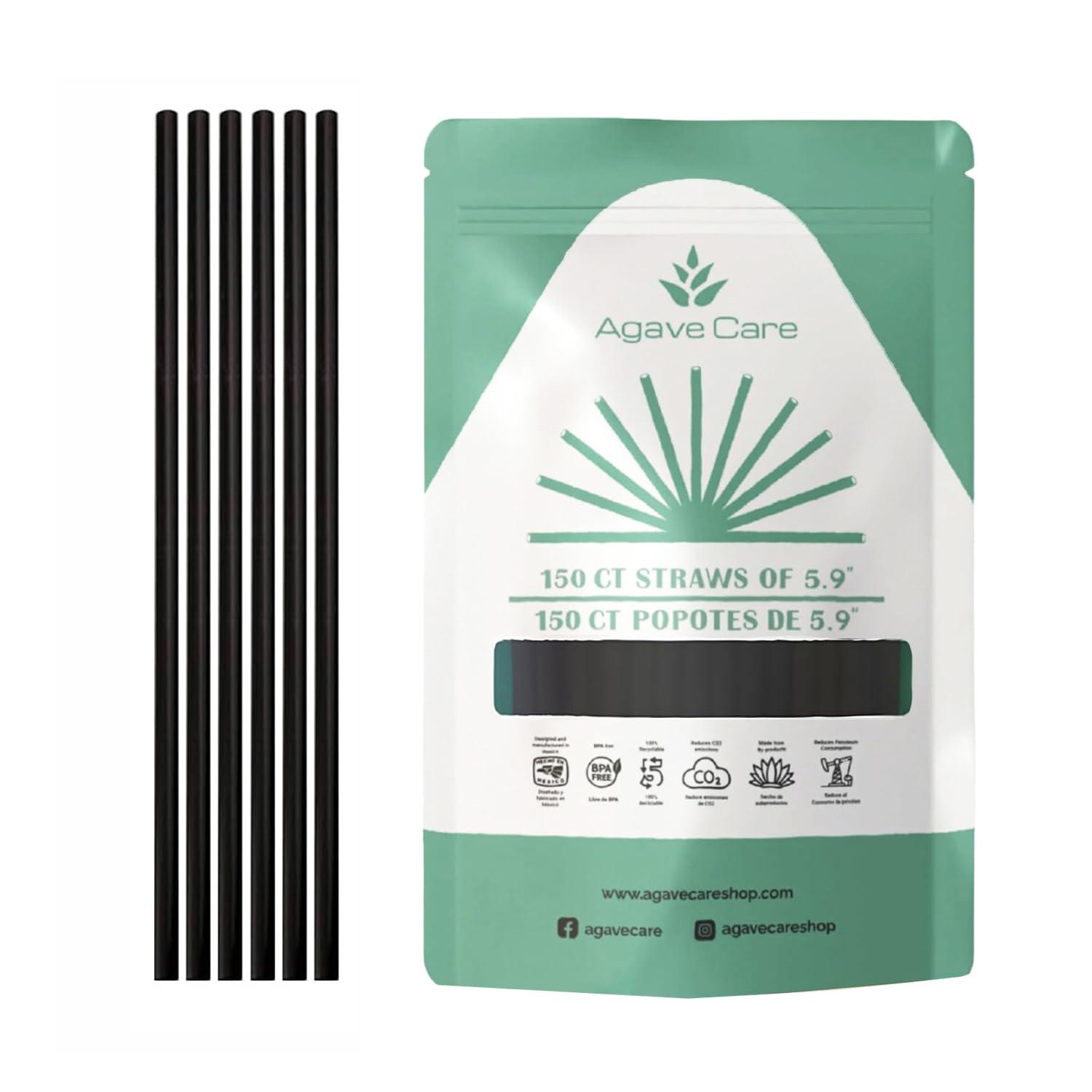 Agave Care Sustainable Agave Straws - 5.9" - Natural - Unwrapped - 150 Count - 3 oz