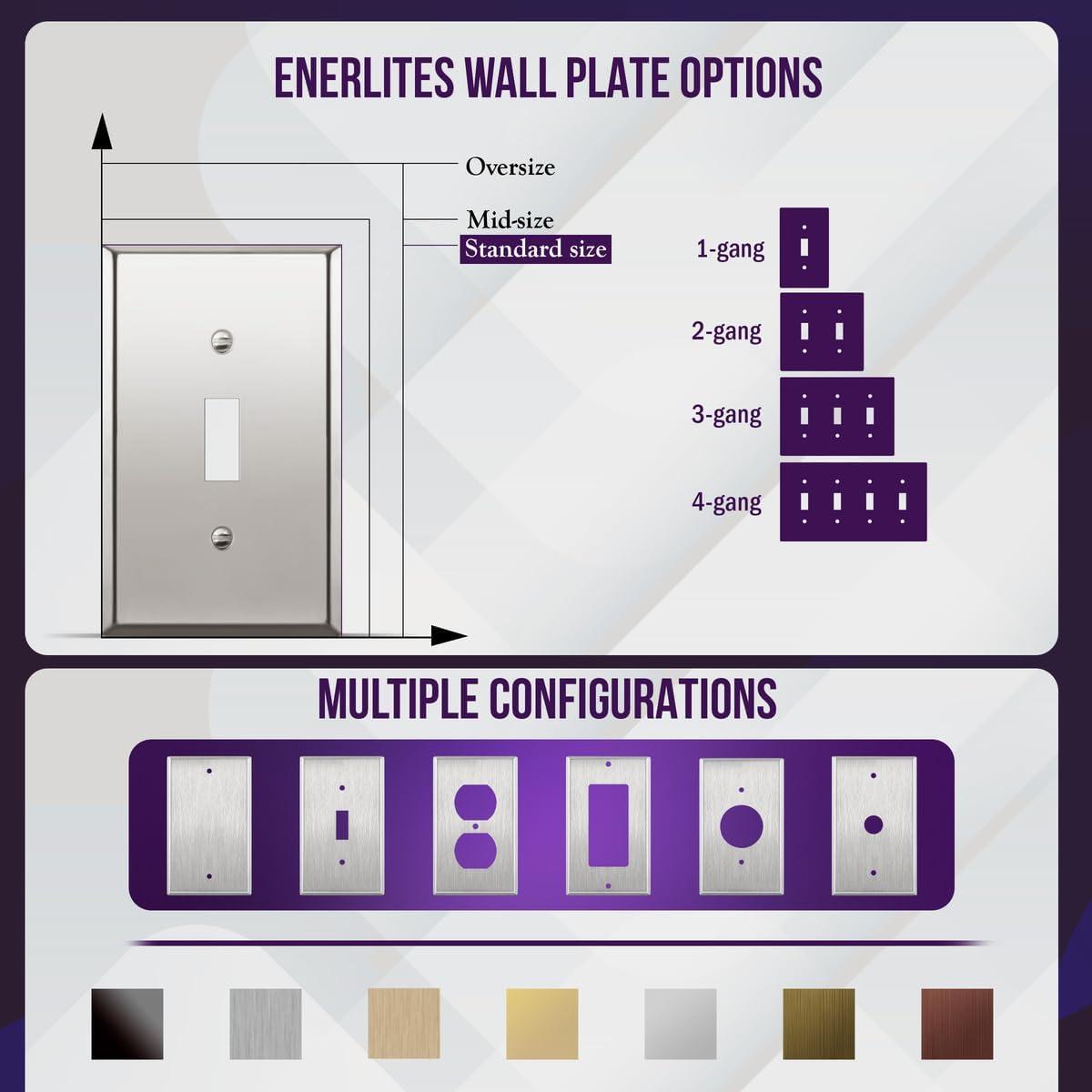 ENERLITES Toggle Light Switch Metal Wall Plate, Stainless Steel, Corrosion Resistant, Size 3-Gang 4.50" x 6.38", 7713-PC, Polished Chrome, Silver