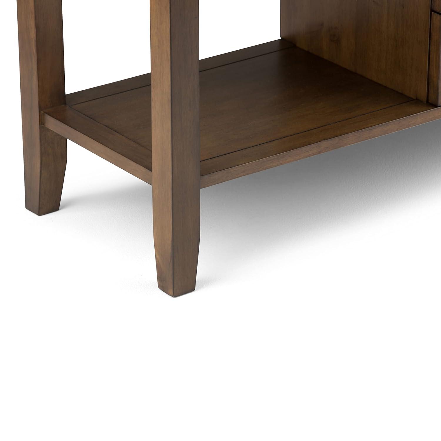 Simpli Home Redmond 54"W Solid Wood Storage Console Table with 4 Center Drawers and Open Shelves