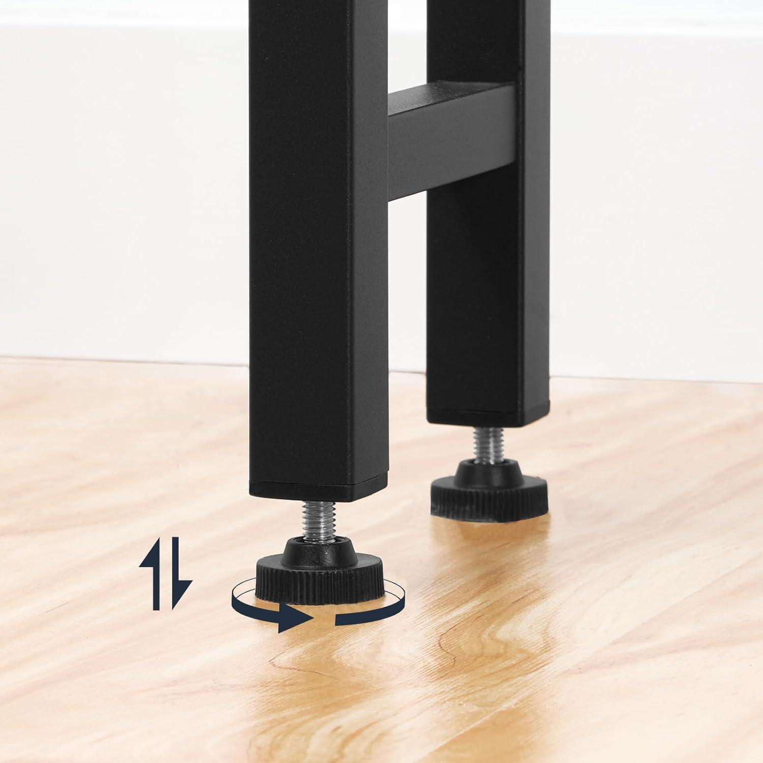 Full Size Headboard, Headboard with 2 Outlets, LED Lights and USB Ports, Adjustable Height, Storage Rack, Sturdy and Stable, Easy Assembly