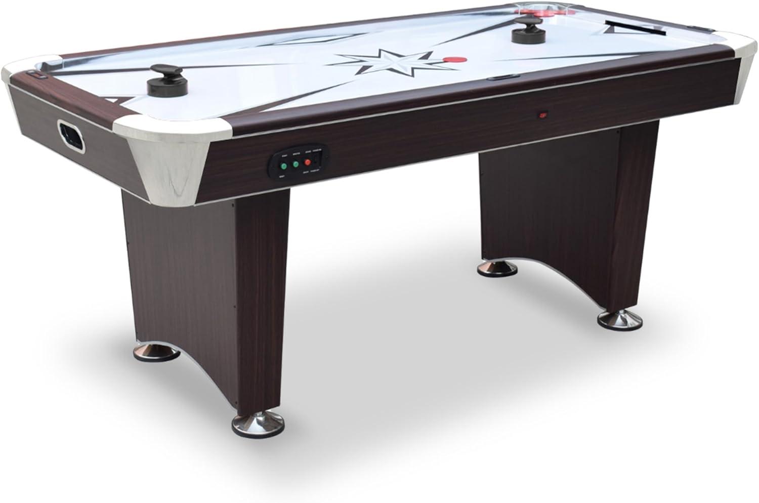 Hathaway Midtown II 6 Ft Air Hockey Table for Family Game Room - With LED Scoring, High-Powered Blower, Pedestal Legs, Strikers & Pucks - Dark Cherry Finish