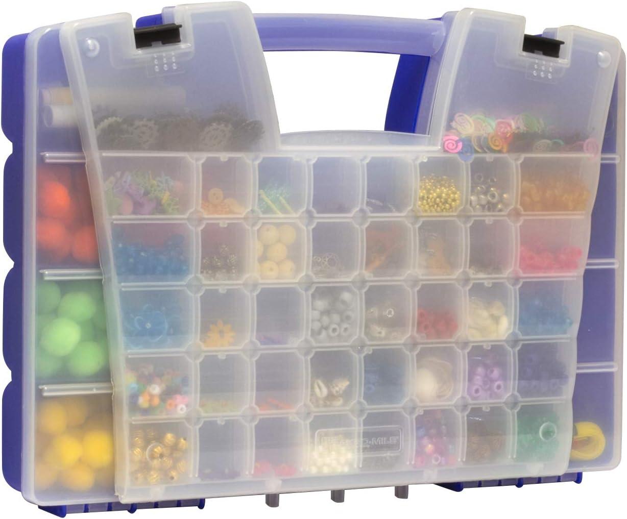 Blue Portable Multi-Compartment Organizer with Clear Lid