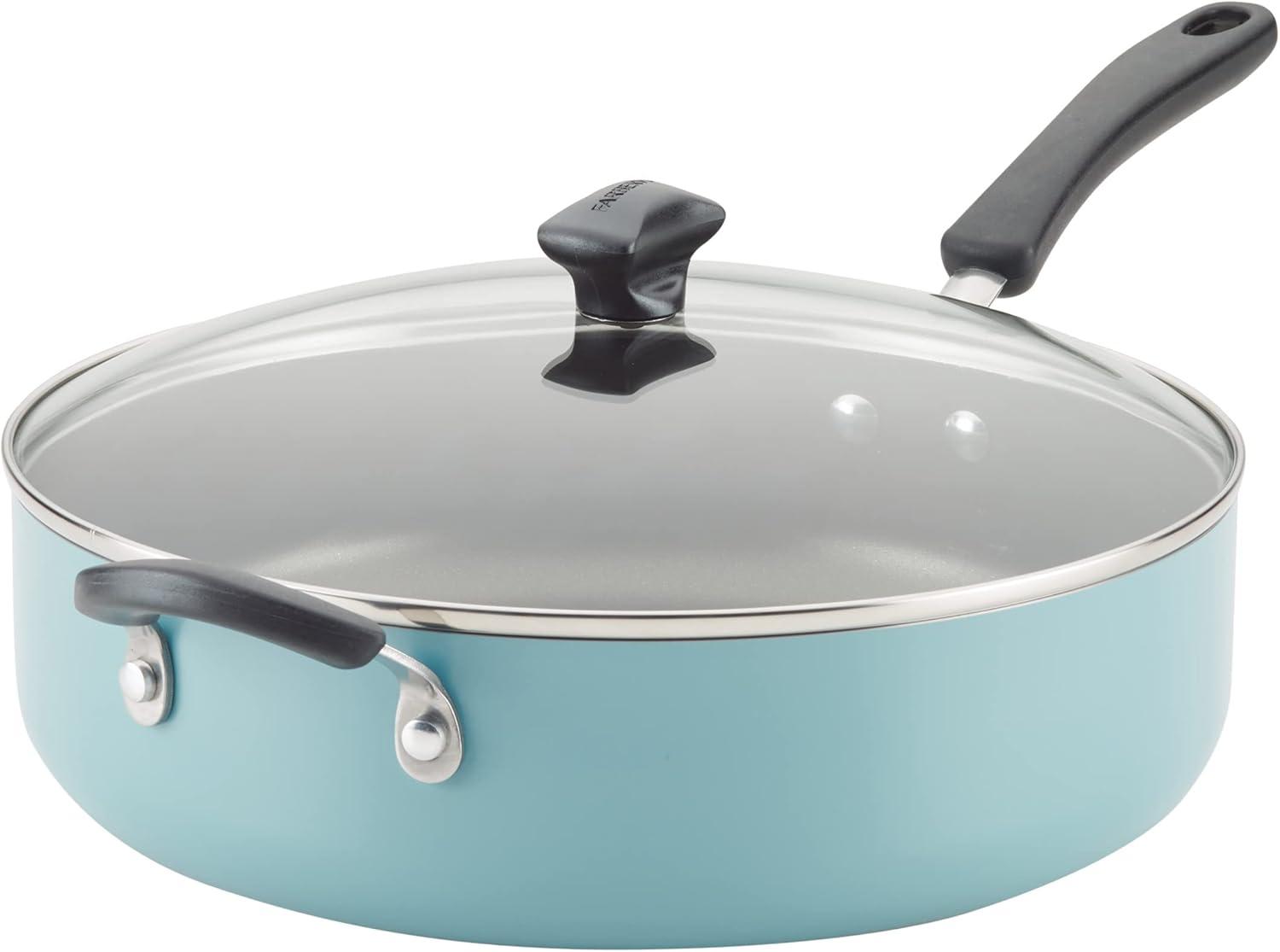 Aqua Aluminum Nonstick Jumbo Cooker with Lid and Handle, 6 Quart