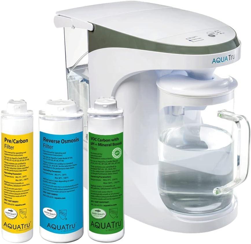 AquaTru White 4-Stage Countertop Water Purifier with Carafe