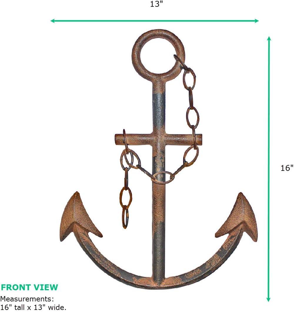 Rustic Cast Iron Nautical Anchor Wall Decor 16"