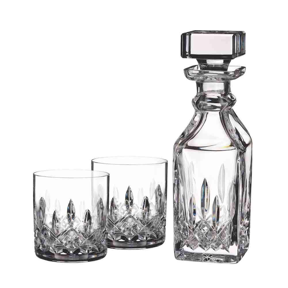 Lismore Rectangular Crystal Decanter with Tumblers Set