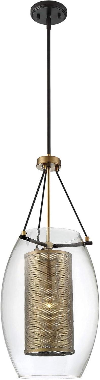 Dunbar Warm Brass and Bronze 1-Light Glass Pendant