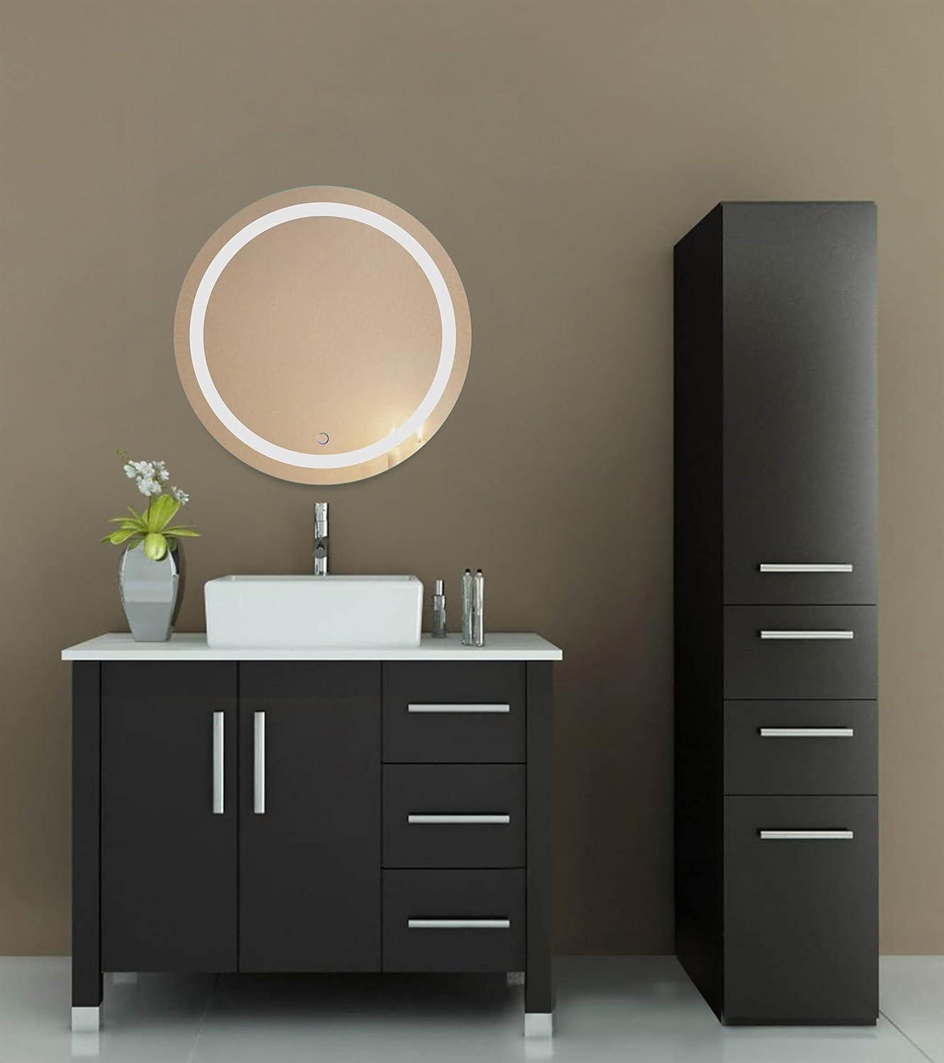 Luxe Frameless 24" Round LED Vanity Mirror with Dimmer & Defogger