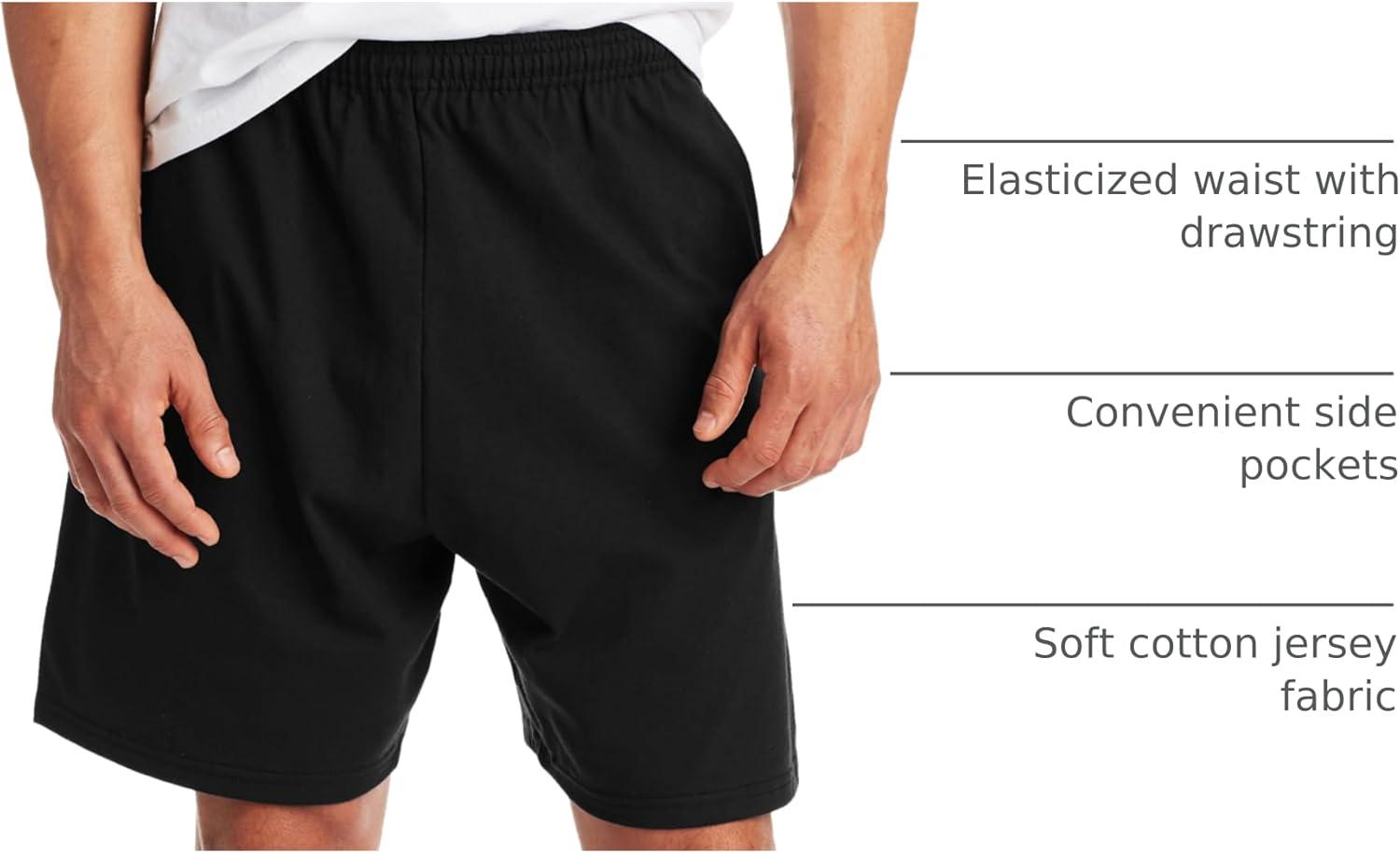 Hanes Men's Essentials Cotton Shorts With Pockets, 7.5" Inseam, Sizes S-4XL