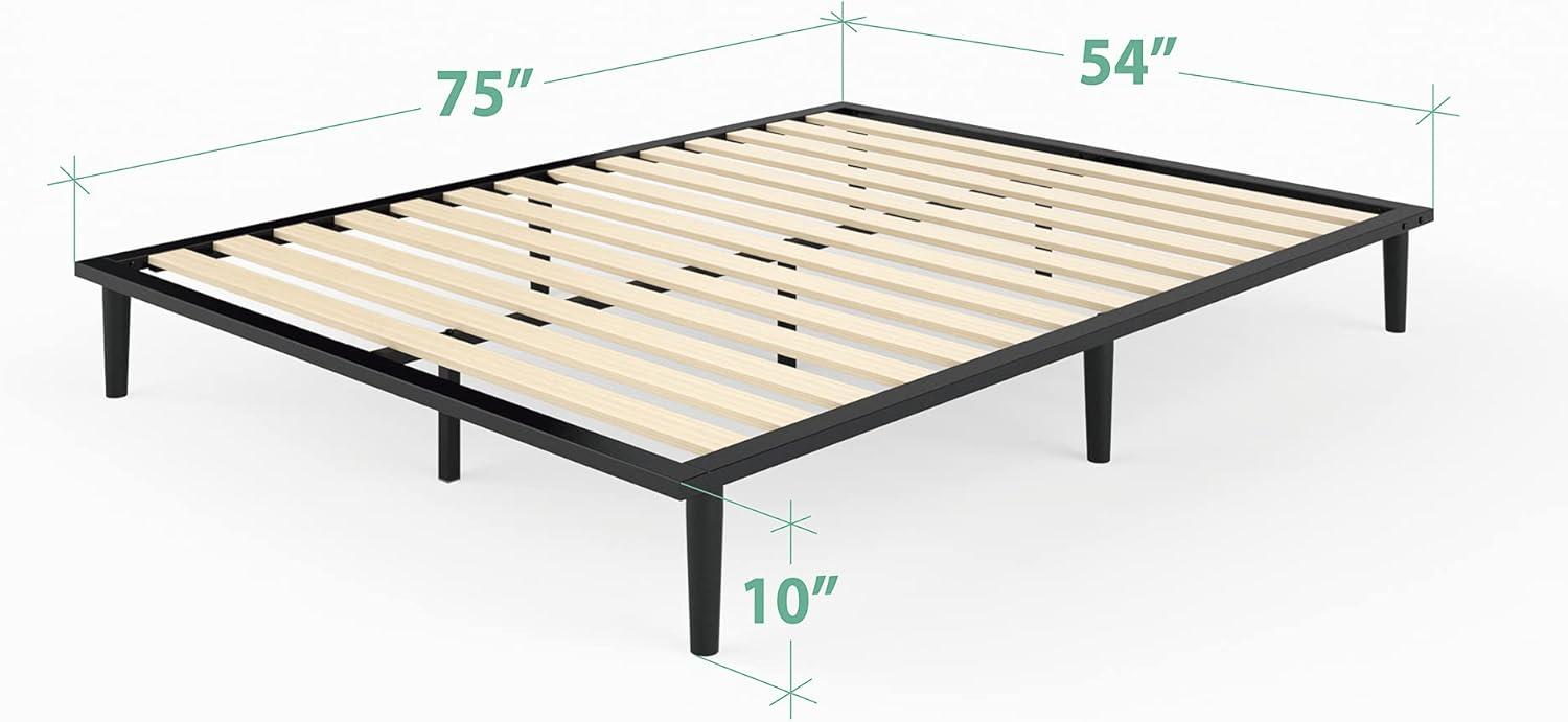 Full Charcoal Metal Platform Bed with Tapered Legs and Slats