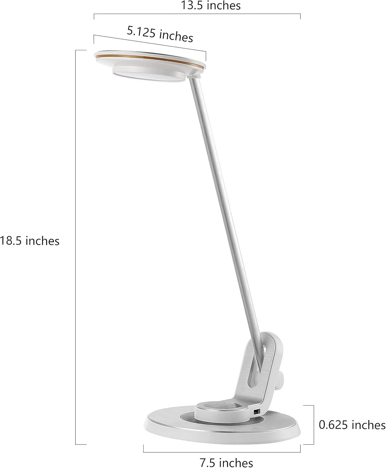 JONATHAN Y JYL7701B Dixon 18.5" Aluminum Contemporary Farmhouse Minimalist Adjustable Dimmable USB Charging LED Task Lamp for Bedroom Living Room Office, Silver