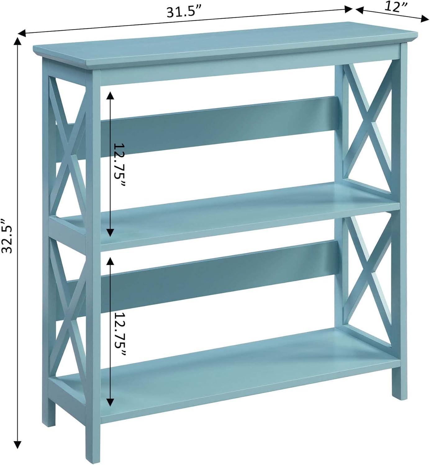 Convenience Concepts Oxford Three-Tier Bookcase in Mint Green Wood Finish