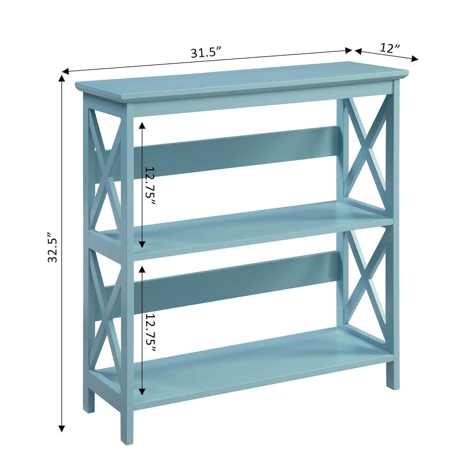 Convenience Concepts Oxford Three-Tier Bookcase in Mint Green Wood Finish
